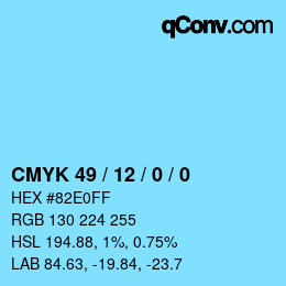 カラーコード: CMYK 49 / 12 / 0 / 0 | qconv.com