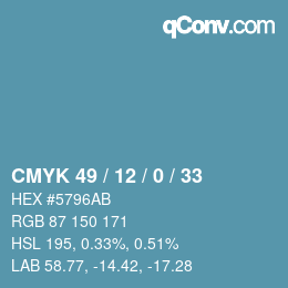 Código de color: CMYK 49 / 12 / 0 / 33 | qconv.com