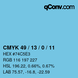 颜色代码: CMYK 49 / 13 / 0 / 11 | qconv.com
