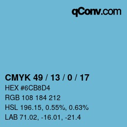 カラーコード: CMYK 49 / 13 / 0 / 17 | qconv.com