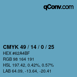颜色代码: CMYK 49 / 14 / 0 / 25 | qconv.com