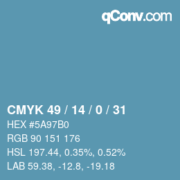 Color code: CMYK 49 / 14 / 0 / 31 | qconv.com