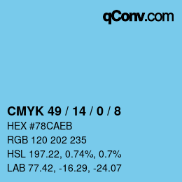 カラーコード: CMYK 49 / 14 / 0 / 8 | qconv.com
