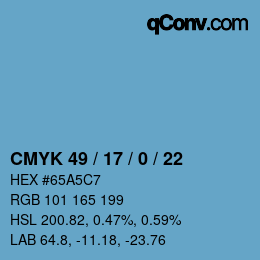 Color code: CMYK 49 / 17 / 0 / 22 | qconv.com