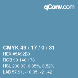 Farbcode: CMYK 49 / 17 / 0 / 31 | qconv.com