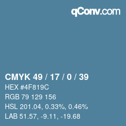 Color code: CMYK 49 / 17 / 0 / 39 | qconv.com