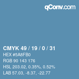 Código de color: CMYK 49 / 19 / 0 / 31 | qconv.com