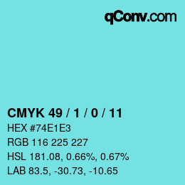 カラーコード: CMYK 49 / 1 / 0 / 11 | qconv.com