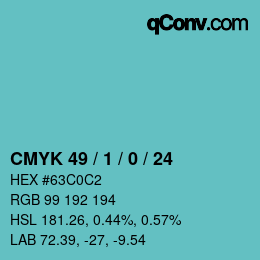 カラーコード: CMYK 49 / 1 / 0 / 24 | qconv.com