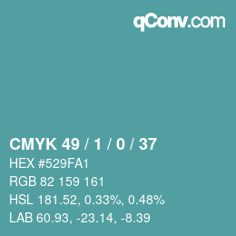 Color code: CMYK 49 / 1 / 0 / 37 | qconv.com