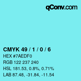 Color code: CMYK 49 / 1 / 0 / 6 | qconv.com