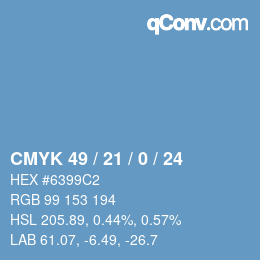 颜色代码: CMYK 49 / 21 / 0 / 24 | qconv.com