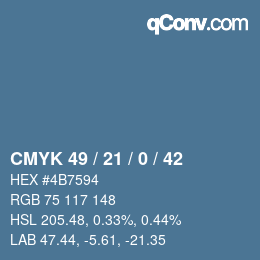 カラーコード: CMYK 49 / 21 / 0 / 42 | qconv.com