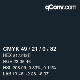 Color code: CMYK 49 / 21 / 0 / 82 | qconv.com