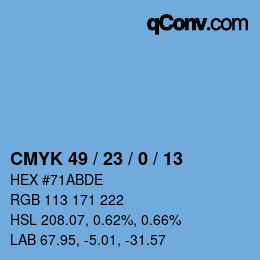 颜色代码: CMYK 49 / 23 / 0 / 13 | qconv.com
