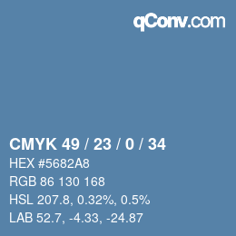 颜色代码: CMYK 49 / 23 / 0 / 34 | qconv.com