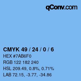 カラーコード: CMYK 49 / 24 / 0 / 6 | qconv.com