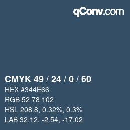 颜色代码: CMYK 49 / 24 / 0 / 60 | qconv.com