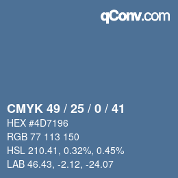 カラーコード: CMYK 49 / 25 / 0 / 41 | qconv.com