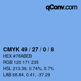 カラーコード: CMYK 49 / 27 / 0 / 8 | qconv.com