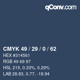 Color code: CMYK 49 / 29 / 0 / 62 | qconv.com