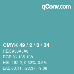 颜色代码: CMYK 49 / 2 / 0 / 34 | qconv.com