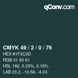 Farbcode: CMYK 49 / 2 / 0 / 76 | qconv.com