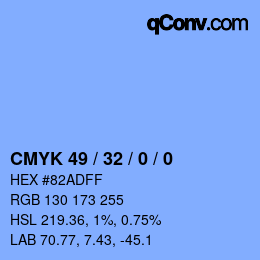 Color code: CMYK 49 / 32 / 0 / 0 | qconv.com