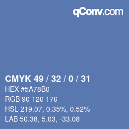 カラーコード: CMYK 49 / 32 / 0 / 31 | qconv.com