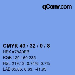 カラーコード: CMYK 49 / 32 / 0 / 8 | qconv.com