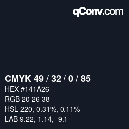 Color code: CMYK 49 / 32 / 0 / 85 | qconv.com