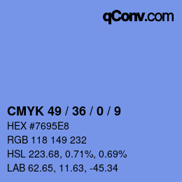 颜色代码: CMYK 49 / 36 / 0 / 9 | qconv.com