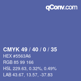 カラーコード: CMYK 49 / 40 / 0 / 35 | qconv.com
