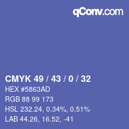 颜色代码: CMYK 49 / 43 / 0 / 32 | qconv.com