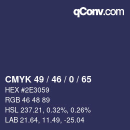 Color code: CMYK 49 / 46 / 0 / 65 | qconv.com