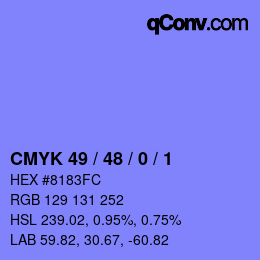 カラーコード: CMYK 49 / 48 / 0 / 1 | qconv.com