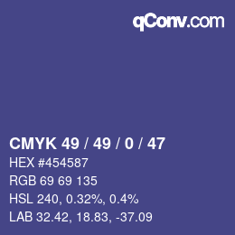 Color code: CMYK 49 / 49 / 0 / 47 | qconv.com