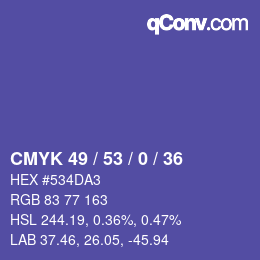 颜色代码: CMYK 49 / 53 / 0 / 36 | qconv.com