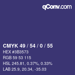 Color code: CMYK 49 / 54 / 0 / 55 | qconv.com