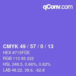 Color code: CMYK 49 / 57 / 0 / 13 | qconv.com