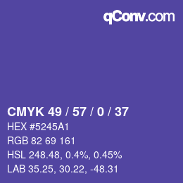 カラーコード: CMYK 49 / 57 / 0 / 37 | qconv.com