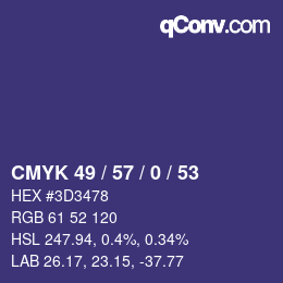 Color code: CMYK 49 / 57 / 0 / 53 | qconv.com