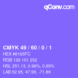 カラーコード: CMYK 49 / 60 / 0 / 1 | qconv.com
