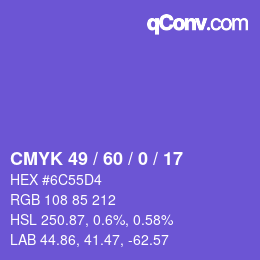 颜色代码: CMYK 49 / 60 / 0 / 17 | qconv.com