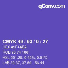 Farbcode: CMYK 49 / 60 / 0 / 27 | qconv.com