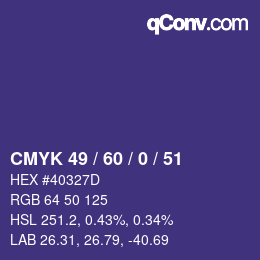 颜色代码: CMYK 49 / 60 / 0 / 51 | qconv.com