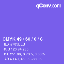 カラーコード: CMYK 49 / 60 / 0 / 8 | qconv.com