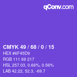 Color code: CMYK 49 / 68 / 0 / 15 | qconv.com