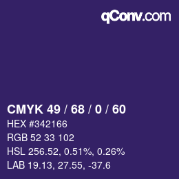 颜色代码: CMYK 49 / 68 / 0 / 60 | qconv.com