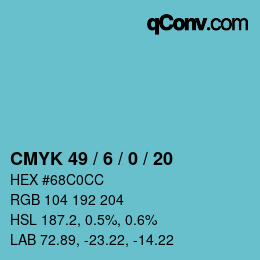 Color code: CMYK 49 / 6 / 0 / 20 | qconv.com